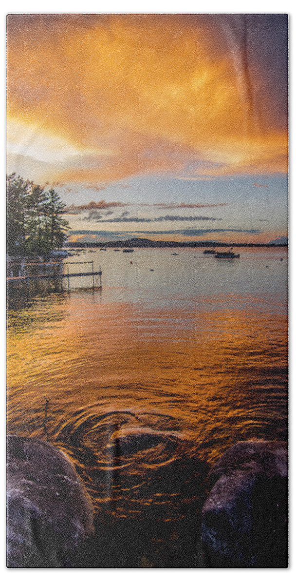 Sunset Bath Towel featuring the photograph Ripples in the Sunset by Tim Kirchoff
