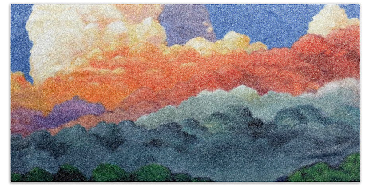 Clouds Hand Towel featuring the painting Rising High by Gary Coleman