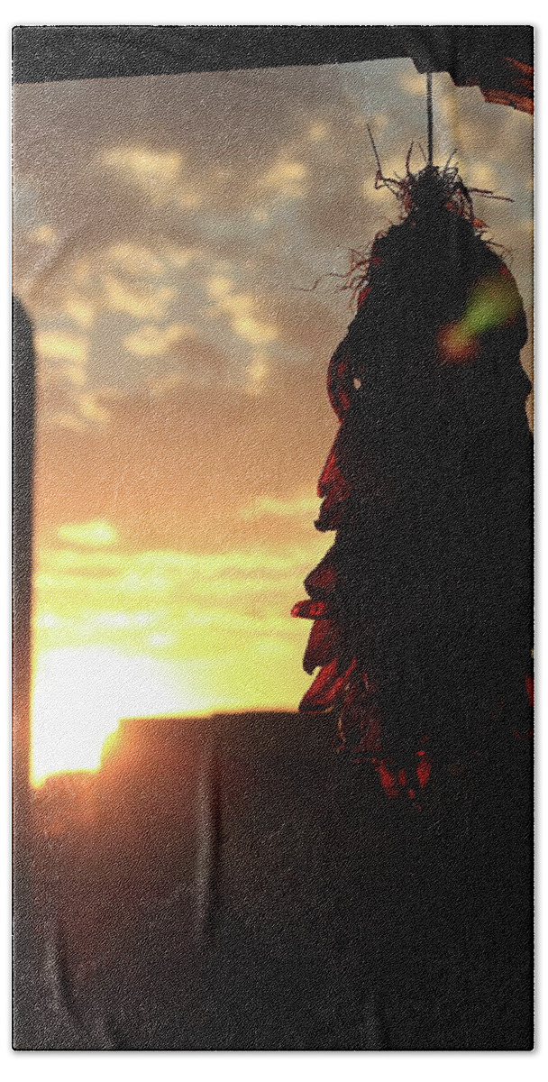 Ristra Hand Towel featuring the photograph Ristra at Sunset by David Diaz