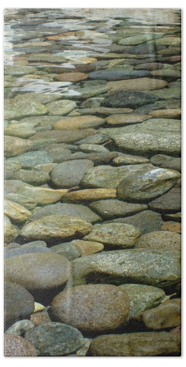 Cool Bath Towel featuring the photograph River Rock by Sherry Clark