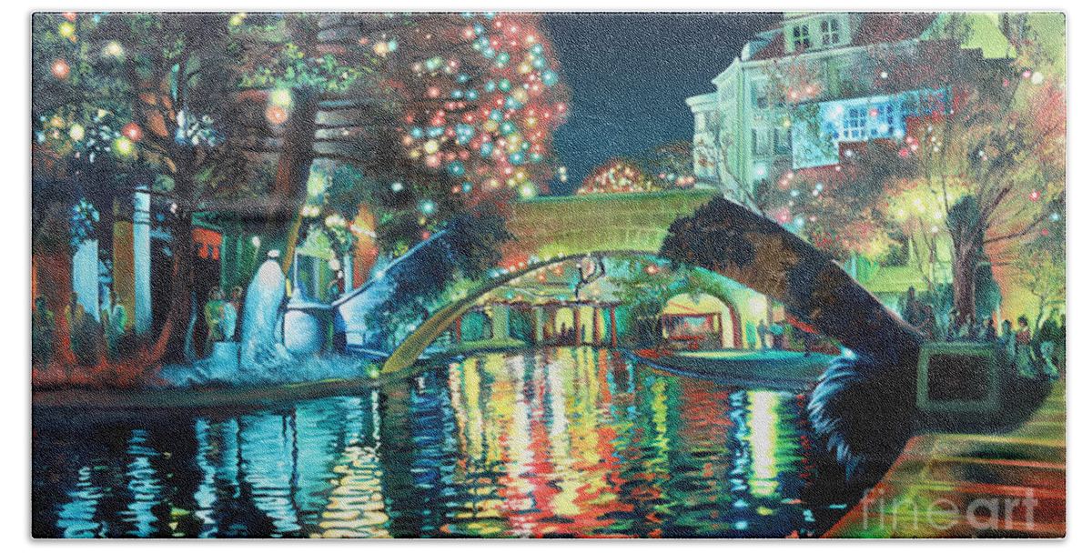 Landscape Hand Towel featuring the painting Riverwalk by Baron Dixon