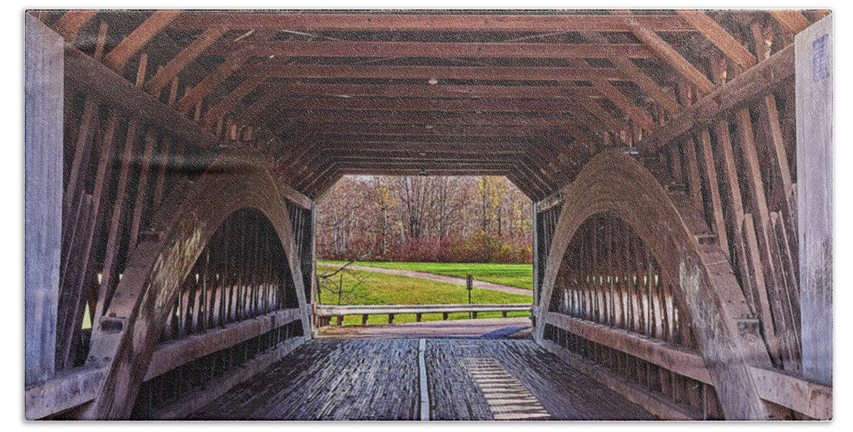 Covered Bridge Bath Towel featuring the photograph Road Ahead by Steve Ondrus