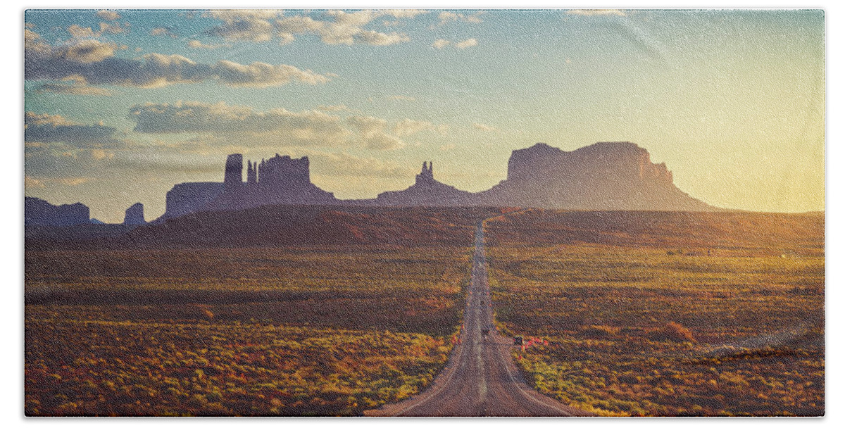 America Hand Towel featuring the photograph Road to Monument Valley Forest Gump Point by Teri Virbickis
