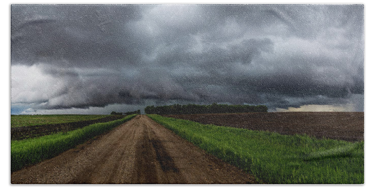 Close Usa Canon Storm Hand Towel featuring the photograph Road To Nowhere - Tornado by Aaron J Groen