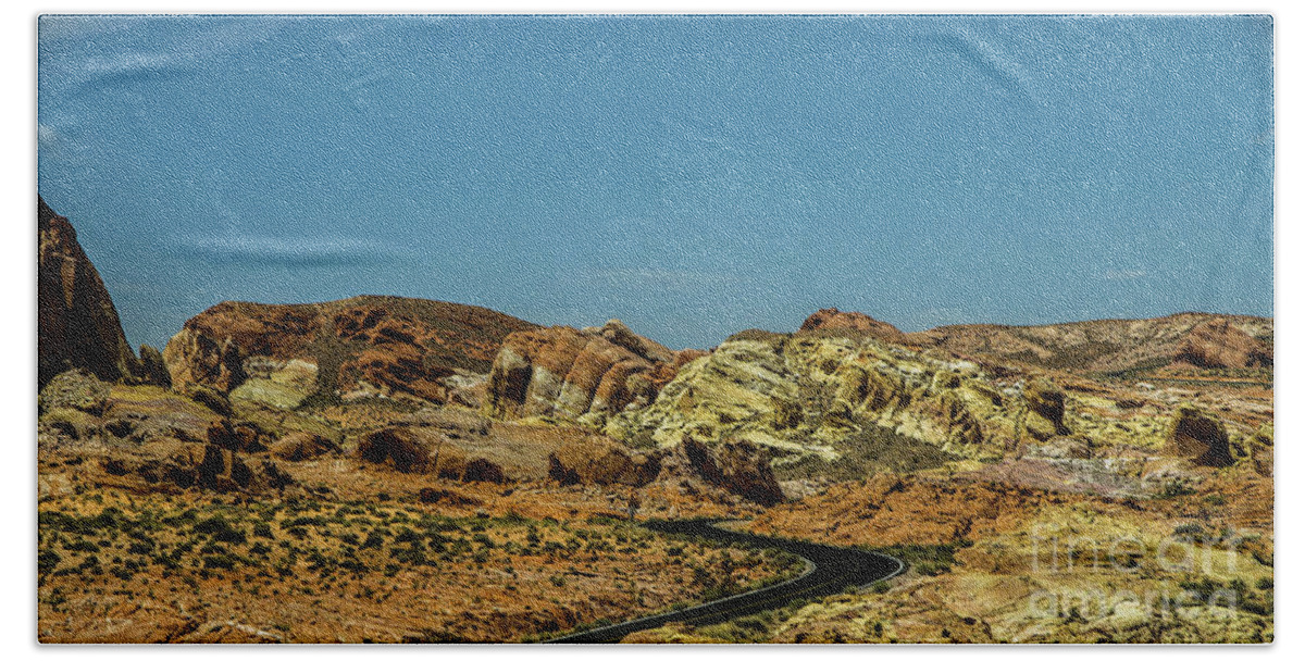 Valley Of Fire Bath Towel featuring the photograph Road To Valley of Fire by Stephen Whalen