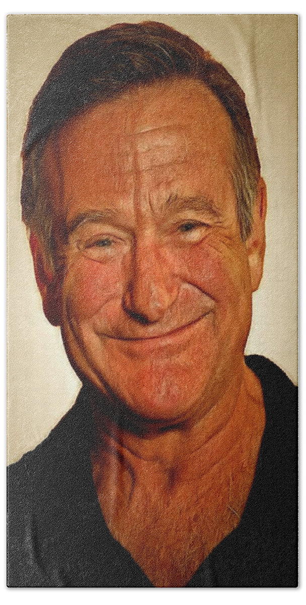 Robin Williams Bath Towel featuring the painting Robin by Harry Warrick