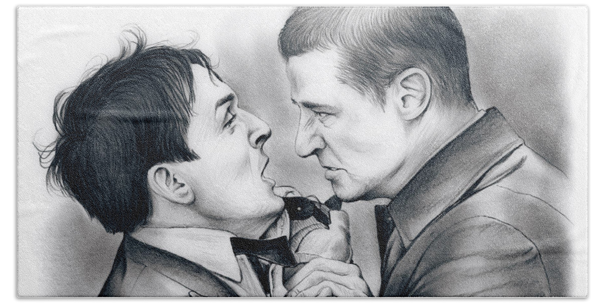Robin Lord Taylor Hand Towel featuring the drawing Robin Lord Taylor by Greg Joens