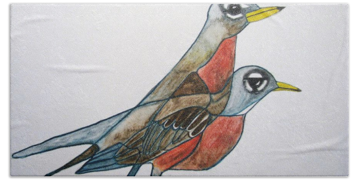  Bath Towel featuring the painting Robins Partner by Patricia Arroyo