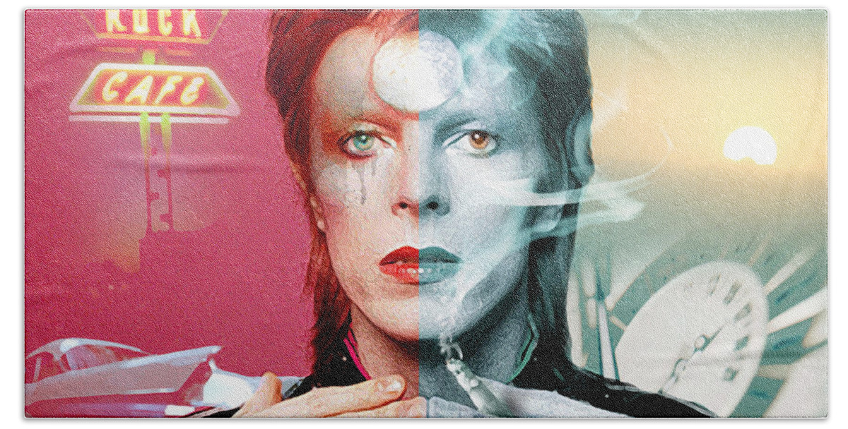 David Bowie Hand Towel featuring the digital art Rock and Roll Suicide by Mal Bray