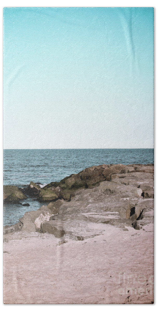 Asbury Park Hand Towel featuring the photograph Rock Jetty by Colleen Kammerer