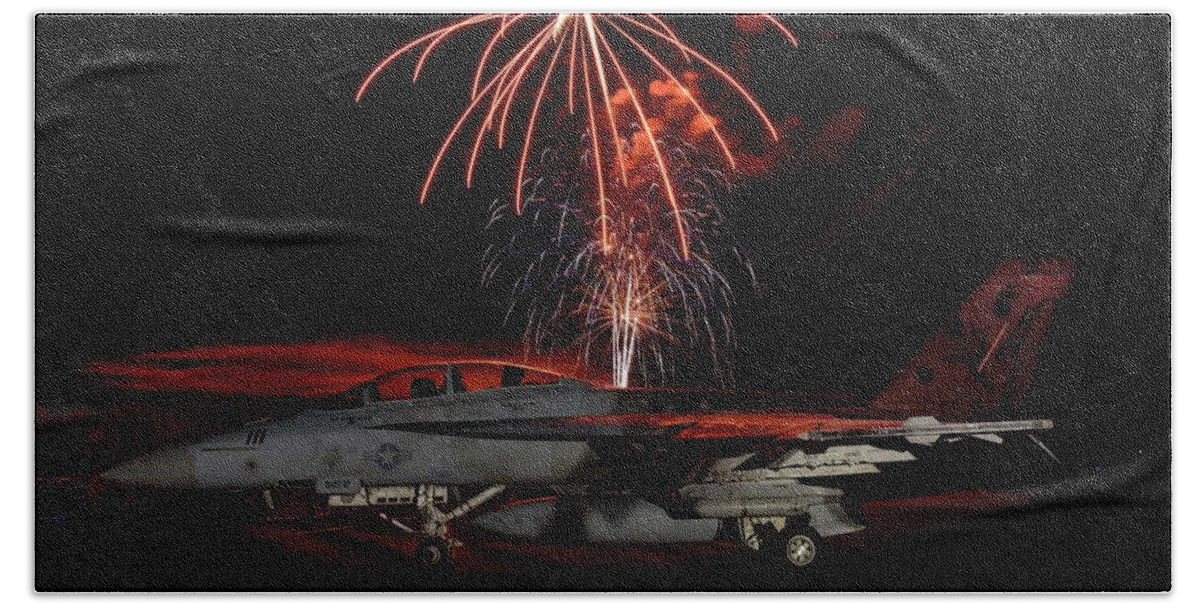 Airshow Hand Towel featuring the photograph Rocket's Red Glare by Chris Buff