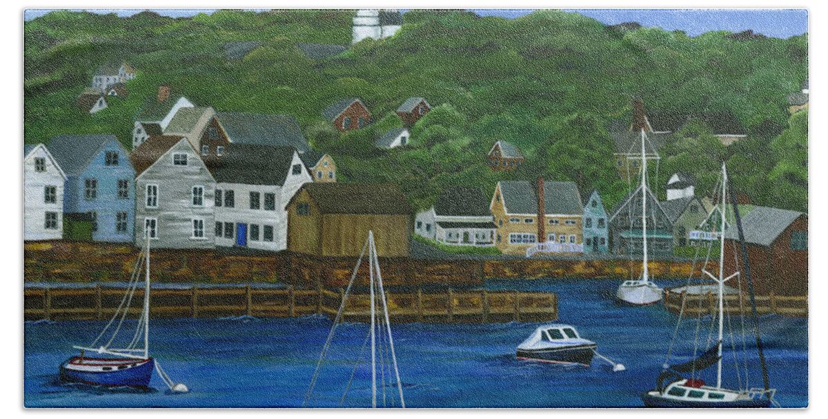 Rockport Hand Towel featuring the painting Rockport Dawning by Michelle Joseph-Long