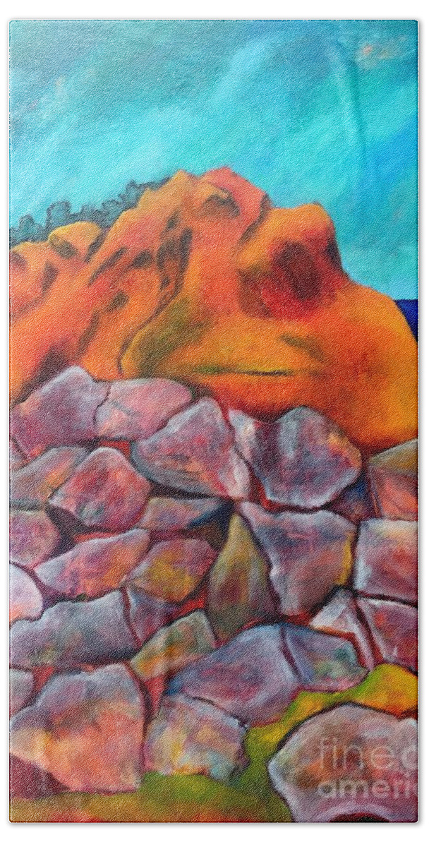 Ireland Bath Towel featuring the painting Rocks Of Galway #1 by Elizabeth Fontaine-Barr