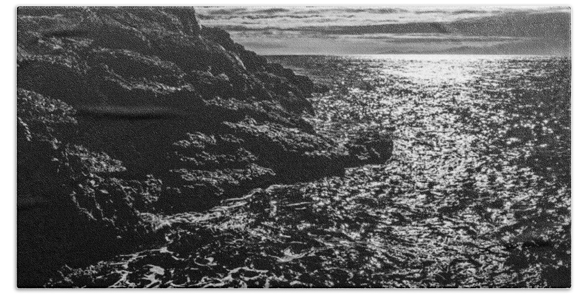 Liquid Bath Towel featuring the photograph Rocky Shore and the Sea by Pelo Blanco Photo