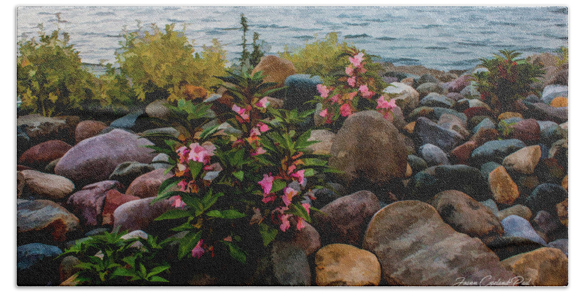 Rocky Shores Bath Towel featuring the photograph Rocky Shores of Lake St. Clair- Michigan by Joann Copeland-Paul