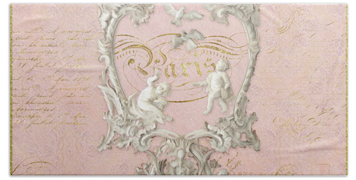 Baroque Hand Towel featuring the painting Rococo Versailles Palace 1 Baroque Plaster Vintage by Audrey Jeanne Roberts