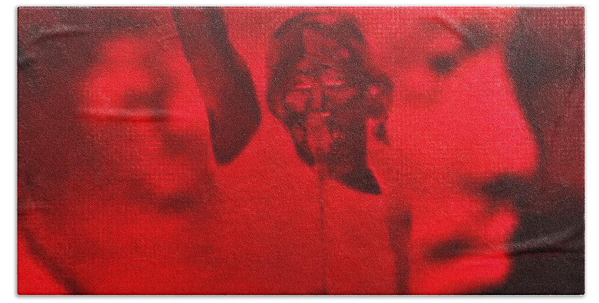 The Great Frame Up Bath Towel featuring the photograph Roger Waters Negative Red by Rob Hans