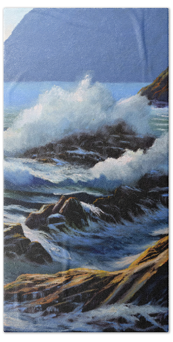 Rolling Breakers Bath Sheet featuring the painting Rolling Breakers detail by Frank Wilson