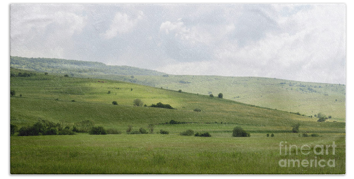 Clouds Bath Towel featuring the photograph Rolling Landscape, Romania by Perry Rodriguez