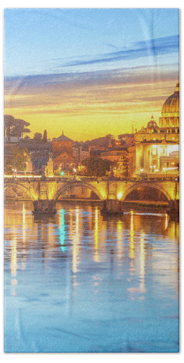 Rome Bath Towel featuring the photograph Rome at twilight by Benny Marty