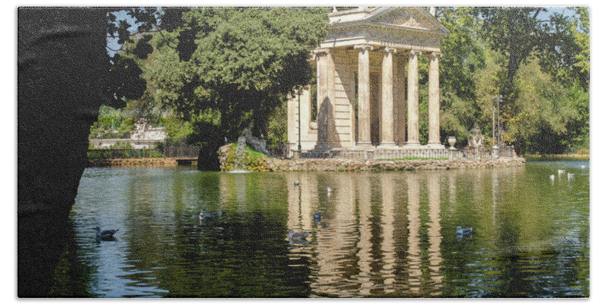 Classical Bath Towel featuring the photograph Rome - Temple of Aesculapius 3 by AM FineArtPrints