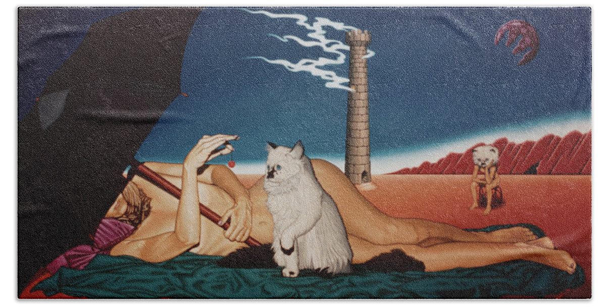  Hand Towel featuring the painting Romeo's Nightmare by Paxton Mobley