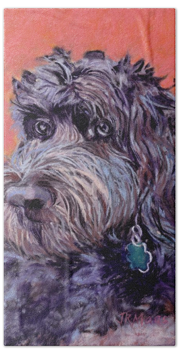 Labradoodle Bath Towel featuring the painting Romi by Julie Maas