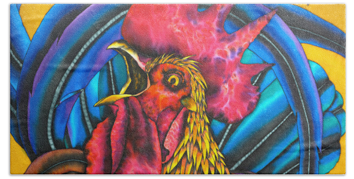 Bird Hand Towel featuring the painting Rooster by Daniel Jean-Baptiste