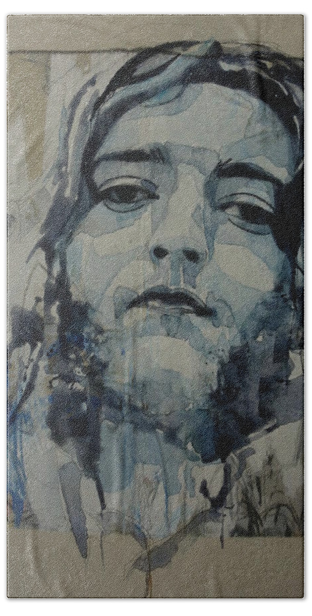 Rory Gallagher Bath Towel featuring the mixed media Rory Gallagher by Paul Lovering