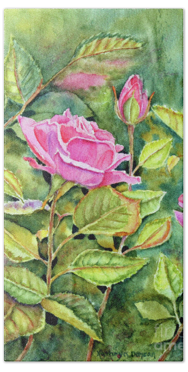 Roses Bath Towel featuring the painting Rose Garden by Kathryn Duncan