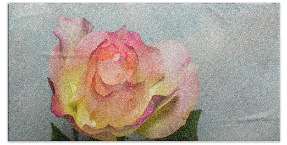 Rose Bath Towel featuring the photograph Rose In The Clouds by Cathy Kovarik