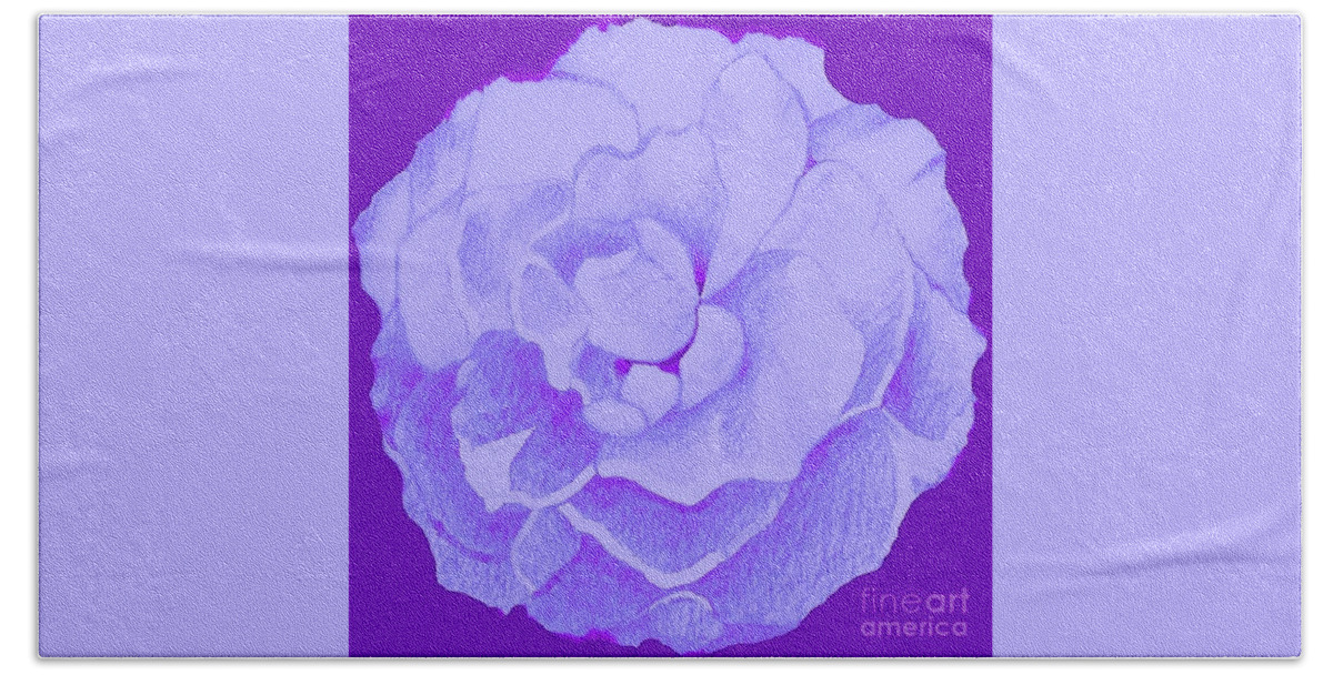Rose Hand Towel featuring the digital art Rose On Purple by Helena Tiainen