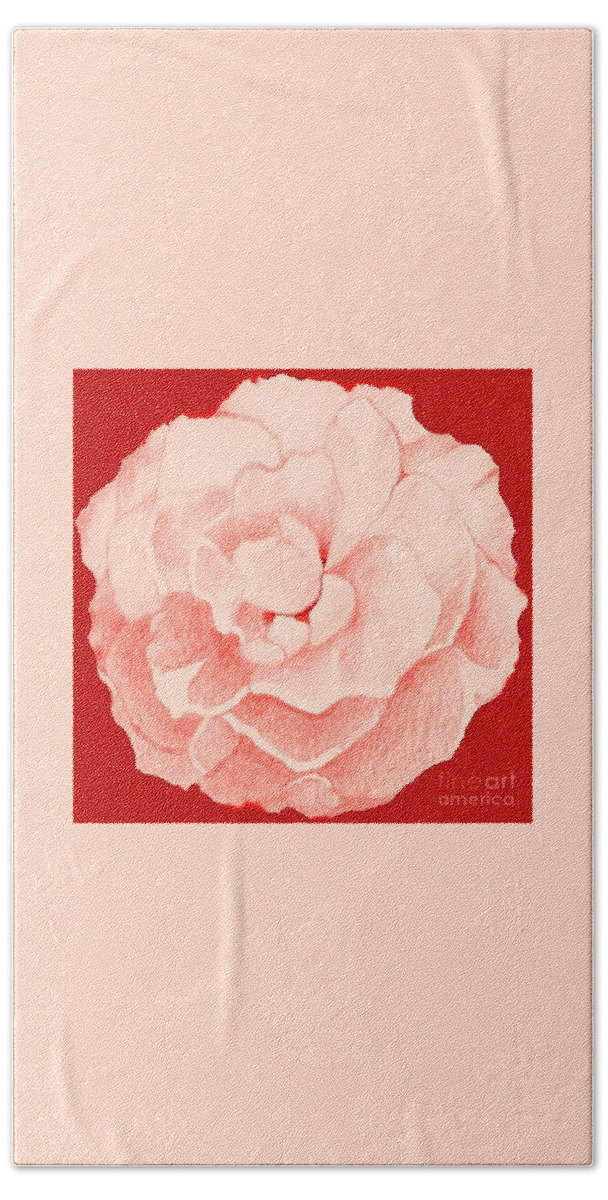 Pink Rose Hand Towel featuring the digital art Rose On Red by Helena Tiainen