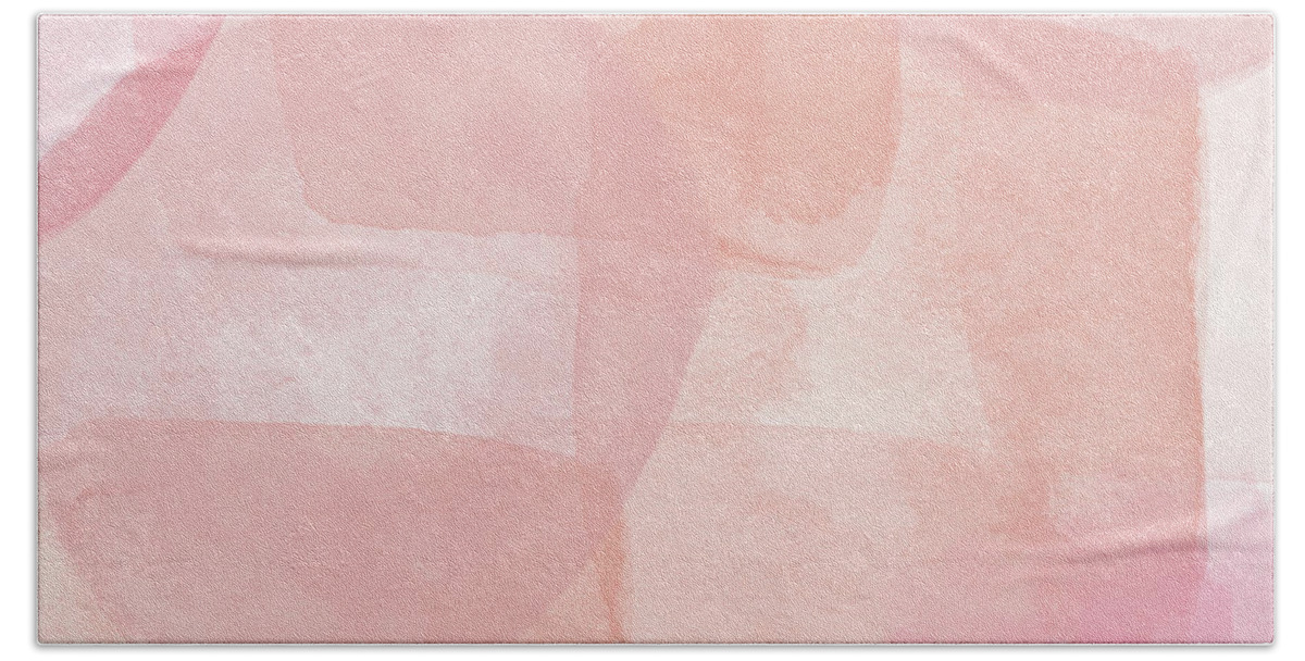 Watercolor Hand Towel featuring the painting Rose Quartz Beach Glass- Art by Linda Woods by Linda Woods