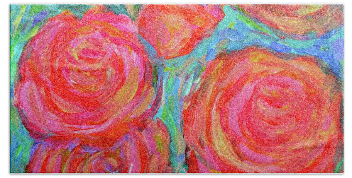 Rose Bath Towel featuring the painting Rose Spin by Kendall Kessler