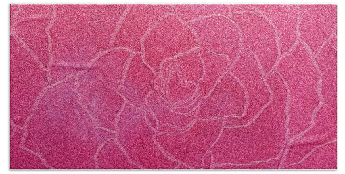 Barrieloustark Bath Towel featuring the painting Rose Study by Barrie Stark