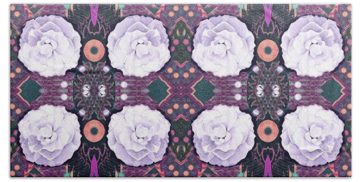 Roses Hand Towel featuring the digital art Roses In Purple And Lavender by Helena Tiainen