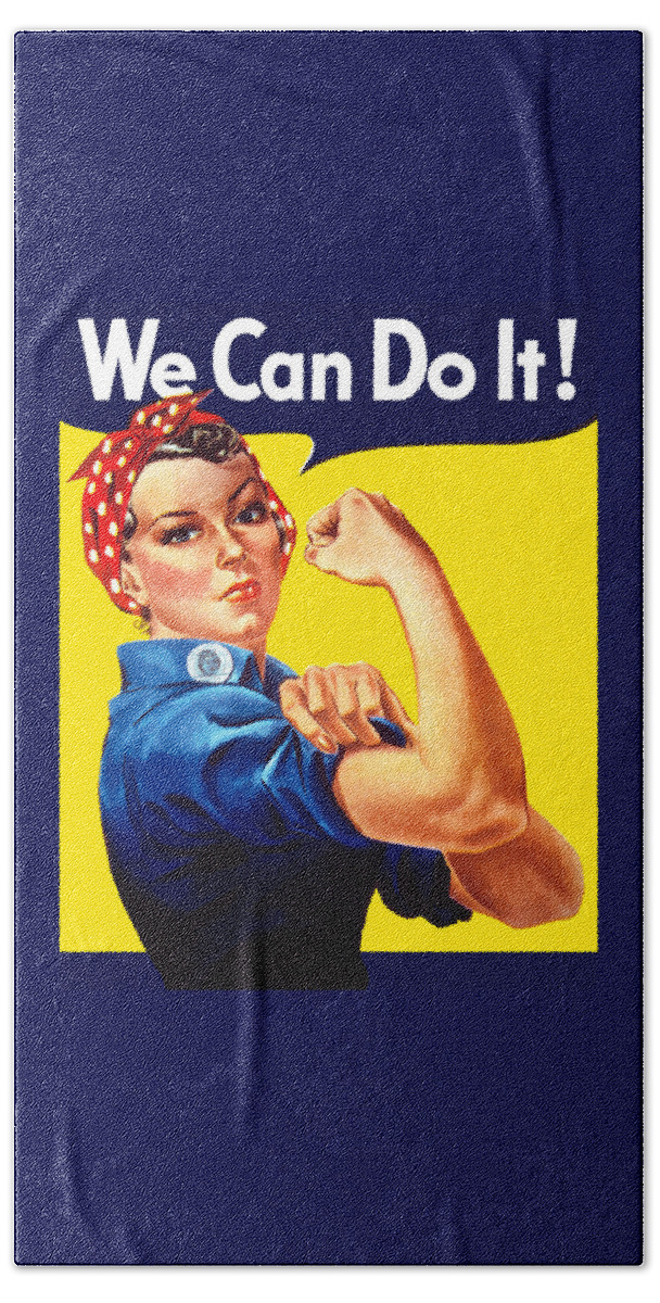 Rosie The Riveter Hand Towel featuring the painting Rosie The Rivetor by War Is Hell Store