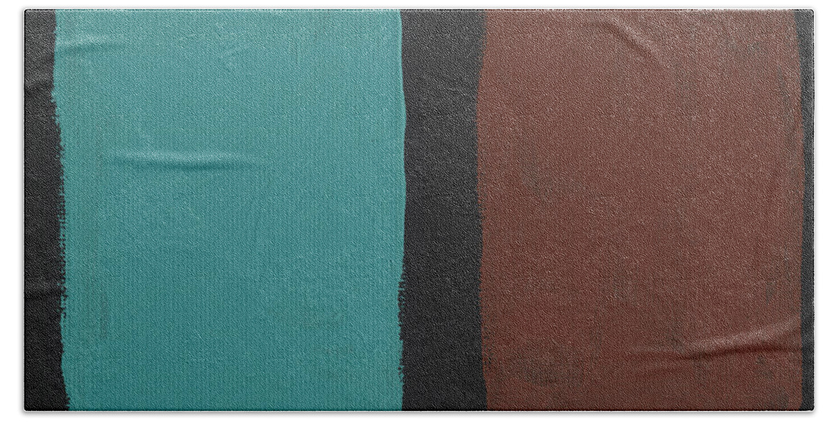 Turquoise Hand Towel featuring the painting Rothko TS by Phil Strang