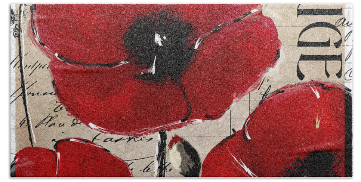 Poppy Hand Towel featuring the painting Rouge I Poppy by Mindy Sommers