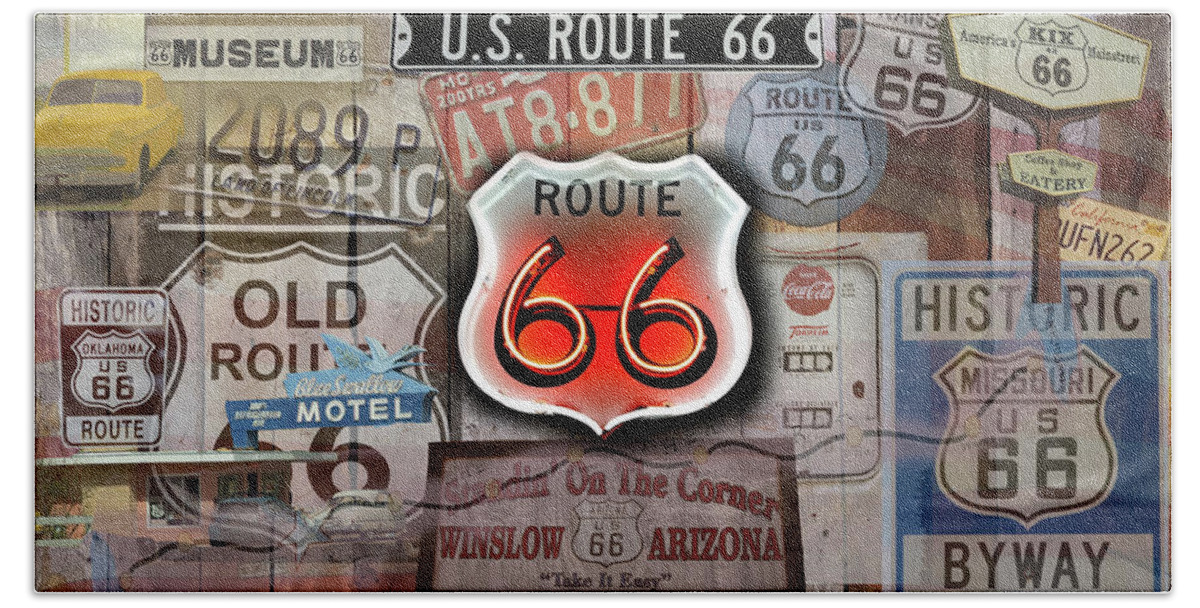 America's Mainstreet Bath Towel featuring the photograph Route 66 Americas Main Street by Jeff Folger