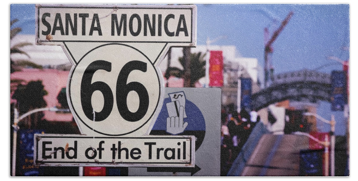 America Hand Towel featuring the photograph Route 66 End of Trail by Andy Konieczny