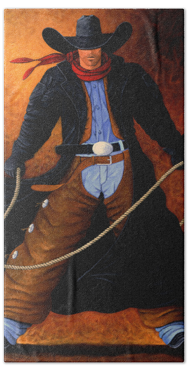 Cowgirl Hand Towel featuring the painting Rowdy by Lance Headlee