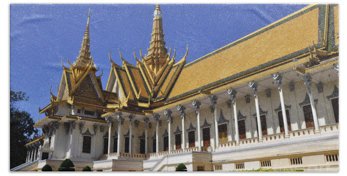 Royal Palace Bath Towel featuring the photograph Roy Palace Cambodia 04 by Andrew Dinh