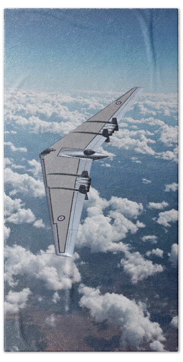 Northrop Corporation Bath Towel featuring the digital art Royal Air Force Flying Wing by Erik Simonsen