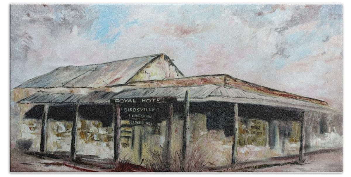 Hotel Bath Towel featuring the painting Royal Hotel, Birdsville by Ryn Shell