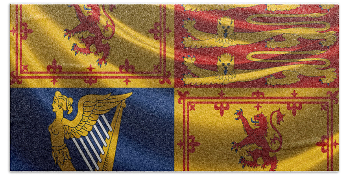 'royal Collection' By Serge Averbukh Bath Towel featuring the digital art Royal Standard of the United Kingdom in Scotland by Serge Averbukh