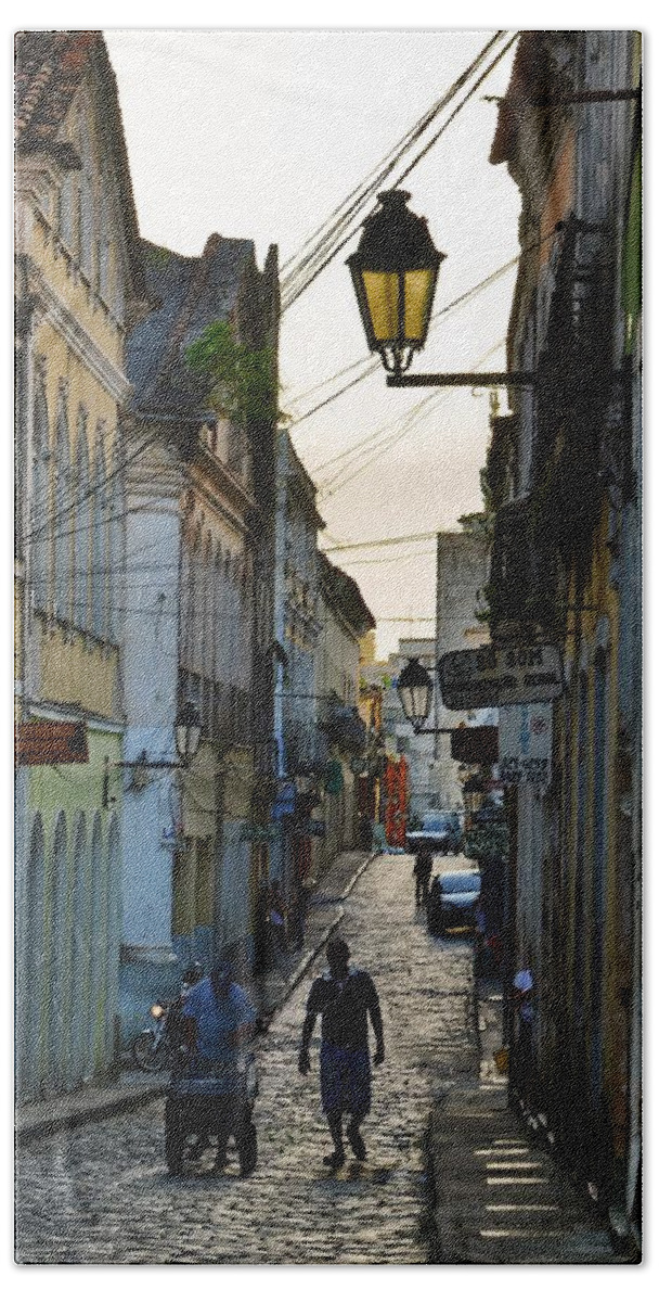 Alley Bath Towel featuring the photograph Alley at Dusk - Bahia, Brazil by Carlos Alkmin