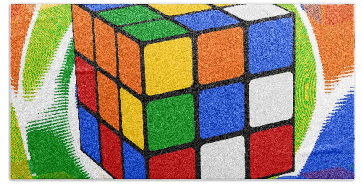 Rubiks Cube Bath Towel featuring the digital art Rubik's Cube 2 by Chris Butler