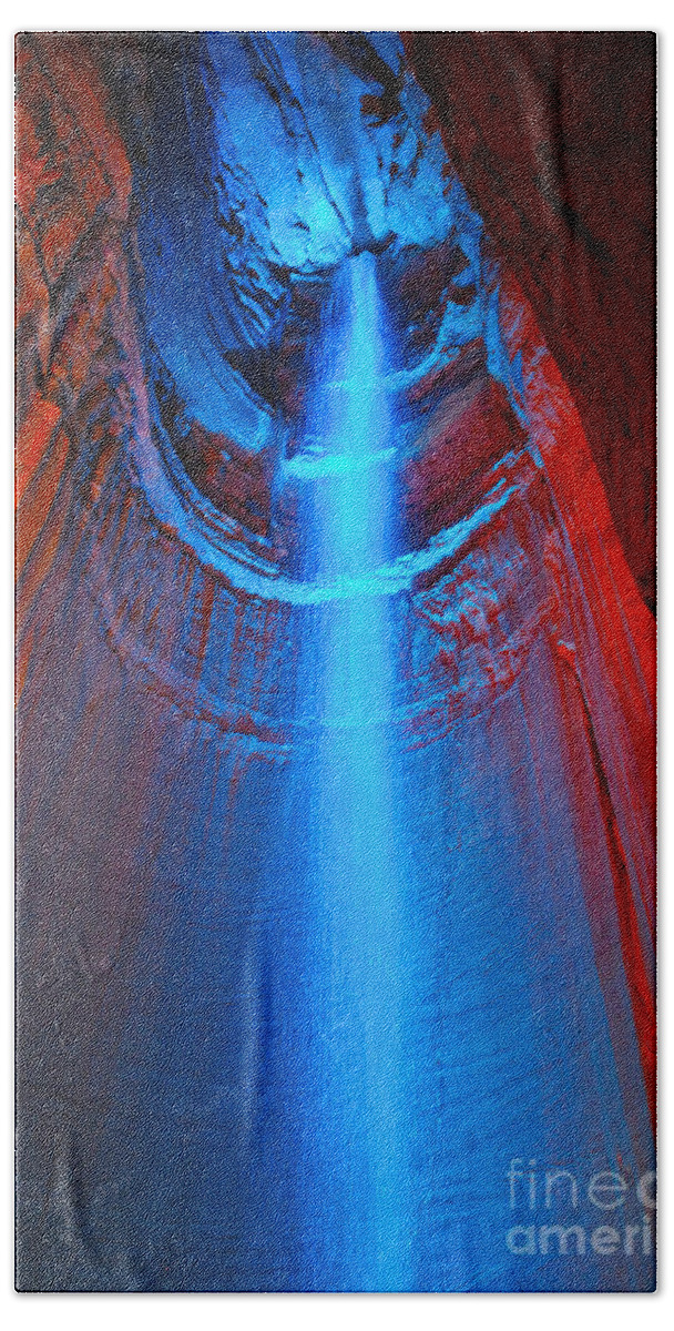 Ruby Falls Waterfall Hand Towel featuring the photograph Ruby Falls Waterfall 3 by Mark Dodd